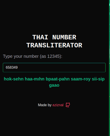 A very simple thai number generator that I made to practice my thai numbers